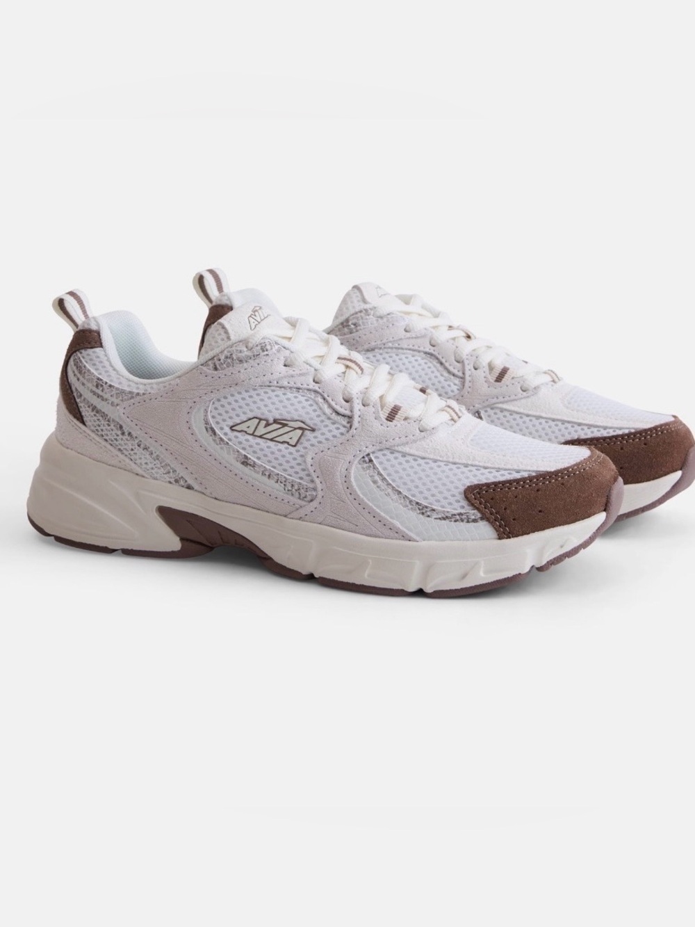 P1.  Avia 5000 Women’s Performance Sneakers – White/Brown – Size 6